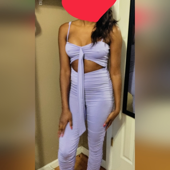 Purple Ruched Jumpsuit - Picture 4 of 4